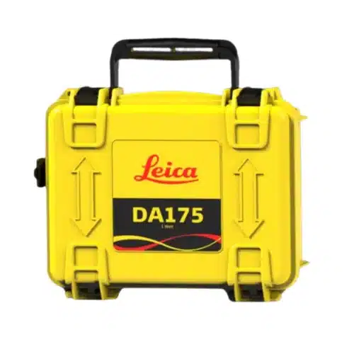 Front view of the Leica DA175 signal transmitter with protective case