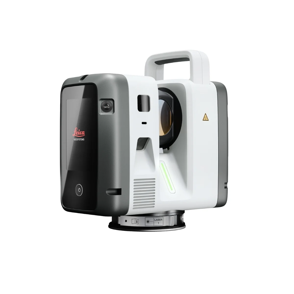 Leica RTC Series terrestrial laser scanner side view with compact body and integrated imaging sensors