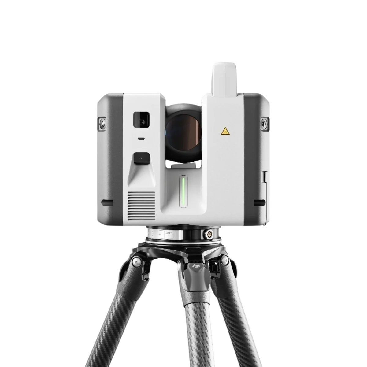 Rear view of Leica RTC Series laser scanner mounted on tripod for professional terrestrial scanning