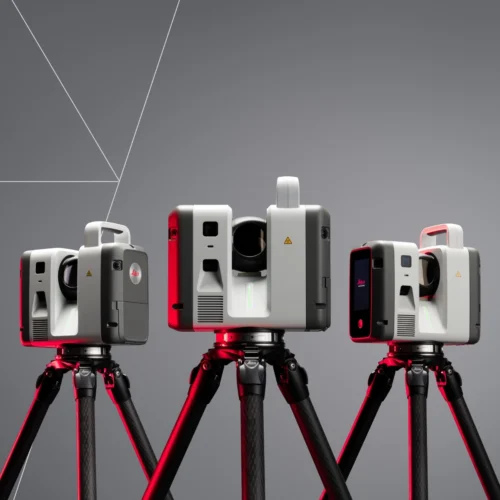 Leica RTC Series laser scanners displayed on tripods, showing the RTC reality capture lineup for professional 3D laser scanning and high-density site data capture