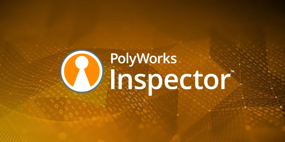 PolyWorks Inspector logo on an orange digital technology background