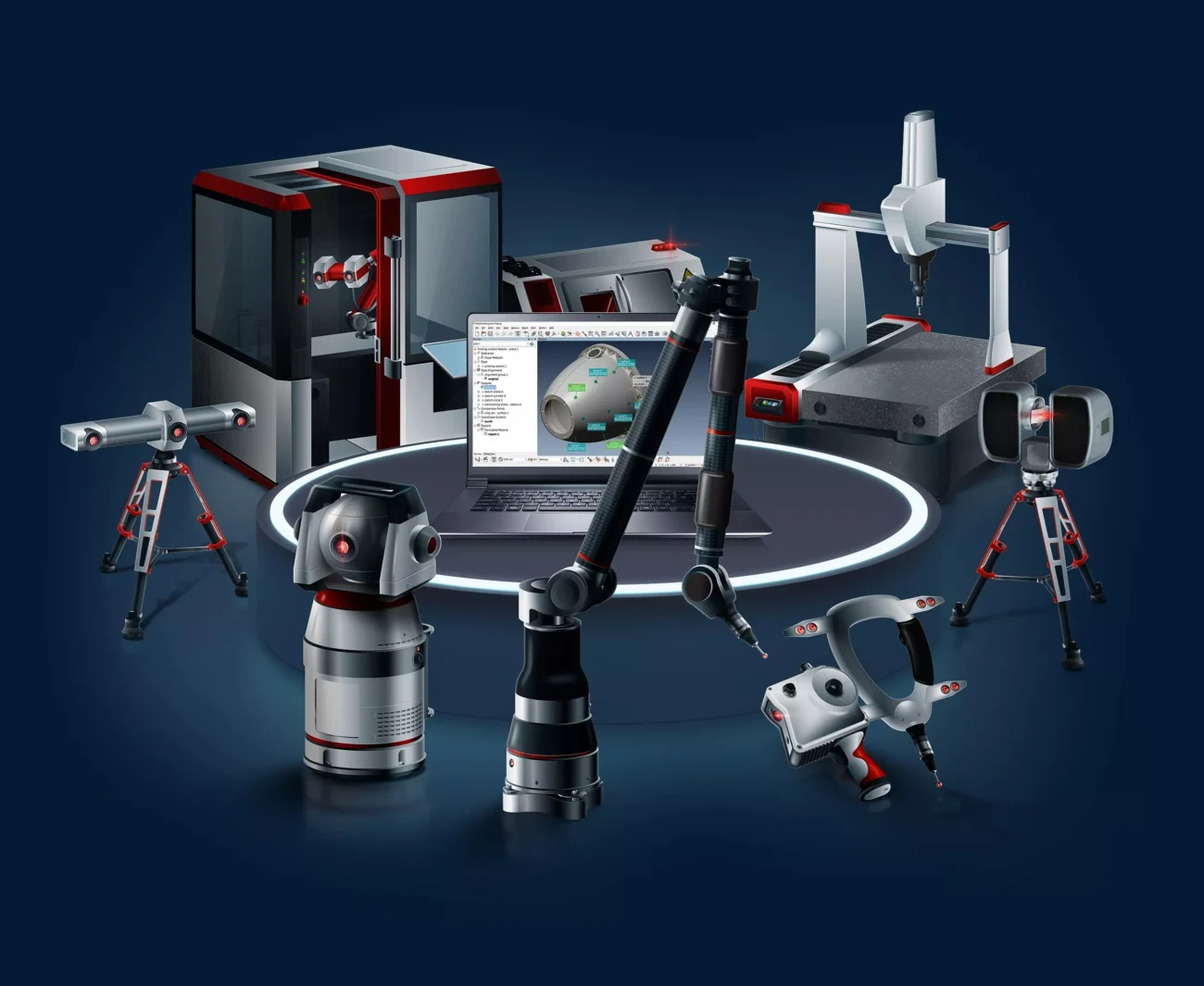 PolyWorks Inspector Universal 3D Measurement Platform PolyWorks Inspector universal software platform with portable probes, scanners and a CNC CMM