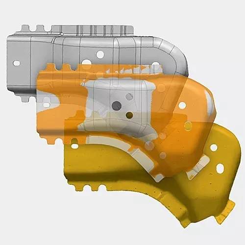PolyWorks Inspector Best-Fit Alignment Analysis Overlaid measured and nominal component geometry in PolyWorks Inspector for best-fit alignment