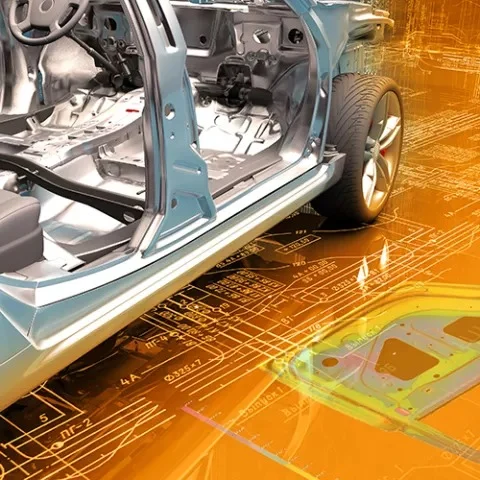 PolyWorks Inspector Dimensional Measurement and Analysis Automotive body and component drawing representing dimensional measurement in PolyWorks Inspector