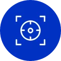 SHINING3D Inspect Customizable Reports Icon Blue target icon for visualized inspection results and customizable SHINING3D Inspect reports