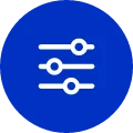 SHINING3D Inspect Industry-Specific Modules Icon Blue adjustment-controls icon for SHINING3D Inspect industry-specific inspection modules