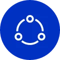 SHINING3D Inspect Advanced Dimension Functions Icon Blue connected-points icon for advanced dimensional inspection functions in SHINING3D Inspect