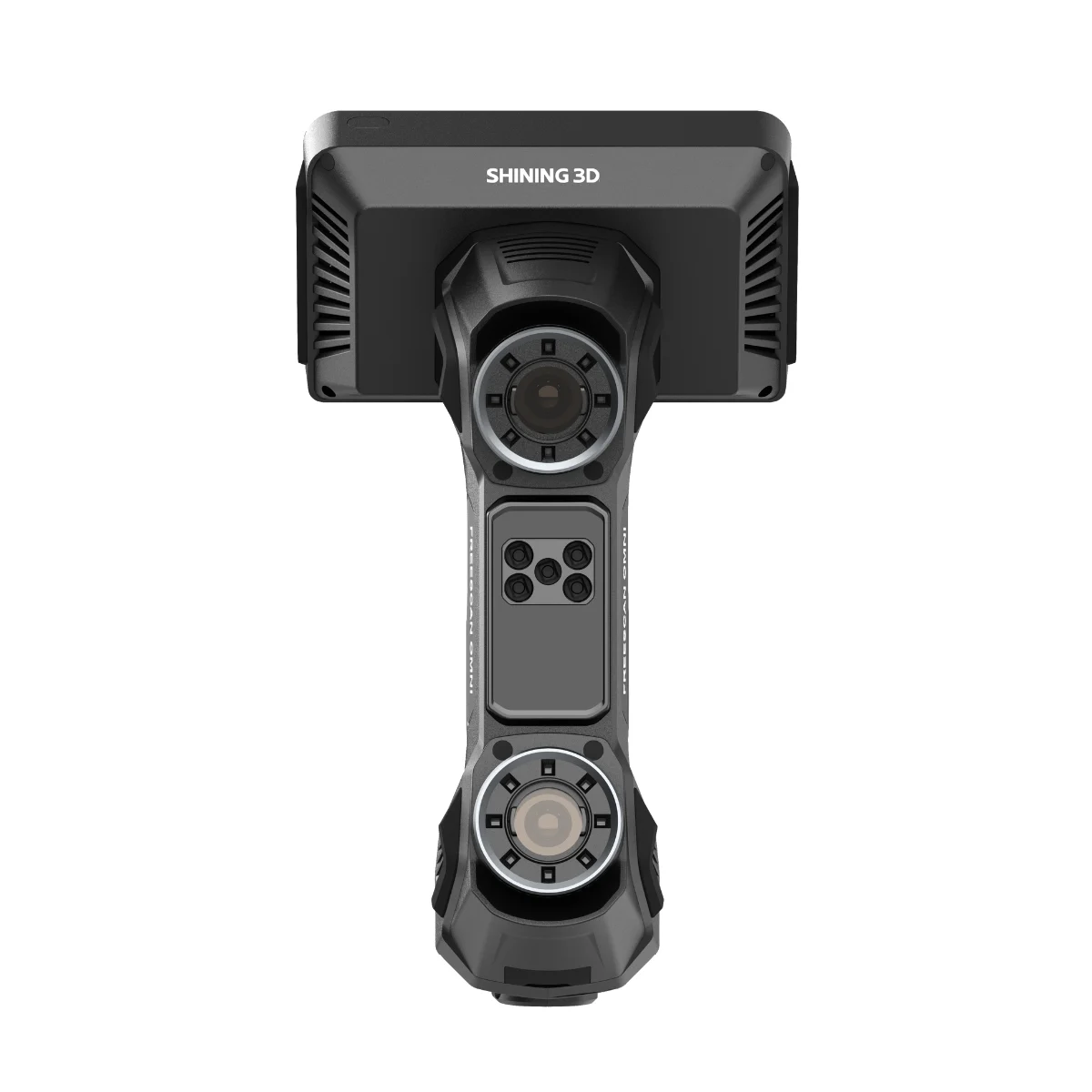 Front view of FreeScan Omni showing upper and lower scanning lenses with central sensor panel